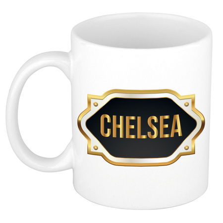 Name mug Chelsea with golden emblem 300 ml