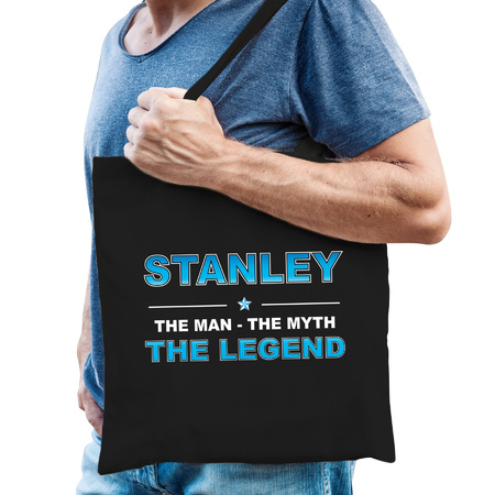 Naam cadeau tas Stanley - the legend zwart voor heren