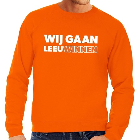 Holland supporter sweater Wij gaan LeeuWinnen orange for men
