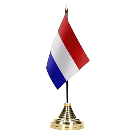 Netherlands/holland table flag - set 10x - 10 x 15 cm - with base - polyester fabric