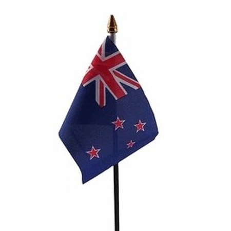 Nieuw Zeeland tafelvlaggetje 10 x 15 cm met standaard