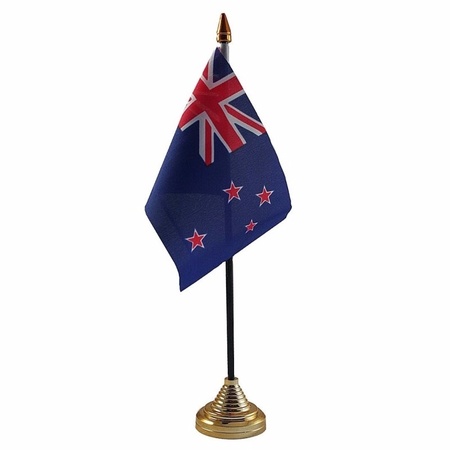 Nieuw Zeeland tafelvlaggetje 10 x 15 cm met standaard