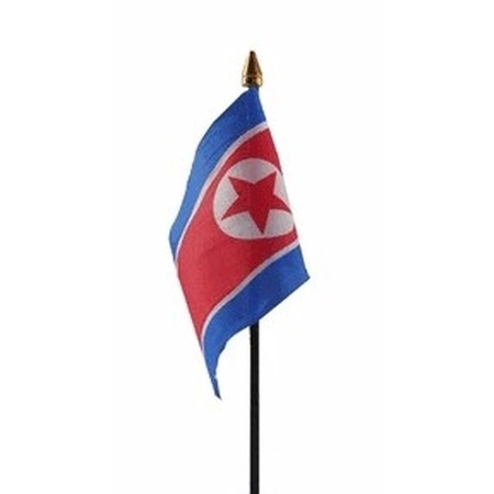 North Korea mini flag on pole 10 x 15 cm
