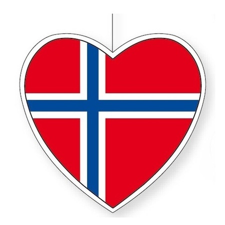 Noorwegen hangdecoraties hartjes 14 cm