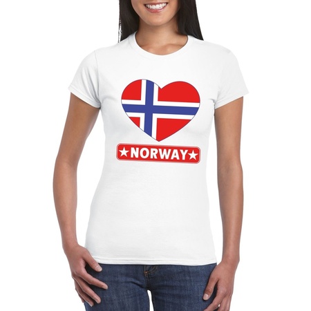 Noorwegen hart vlag t-shirt wit dames