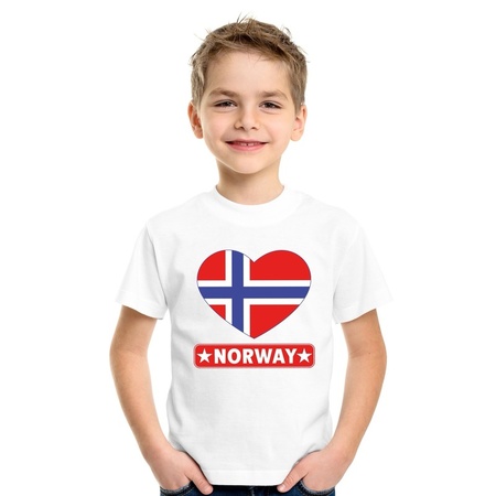 Noorwegen hart vlag t-shirt wit jongens en meisjes