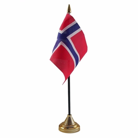 Noorwegen tafelvlaggetje 10 x 15 cm met standaard