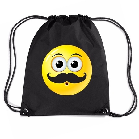 Emoticon smile moustache nylon bag black