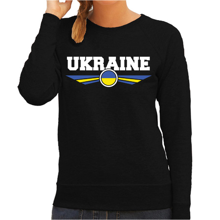 Oekraine / Ukraine landen sweater zwart dames