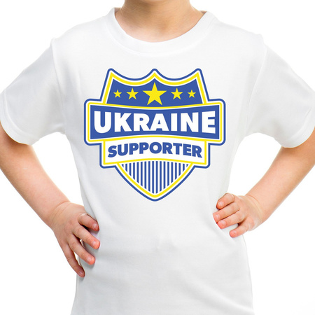 Oekraine / Ukraine schild supporter t-shirt wit voor kinderen