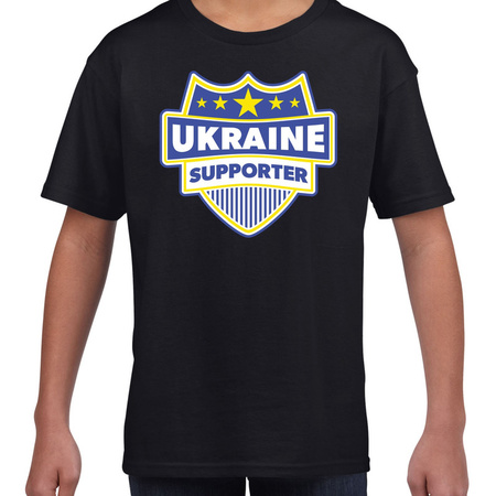 Oekraine / Ukraine schild supporter t-shirt zwart voor kinderen