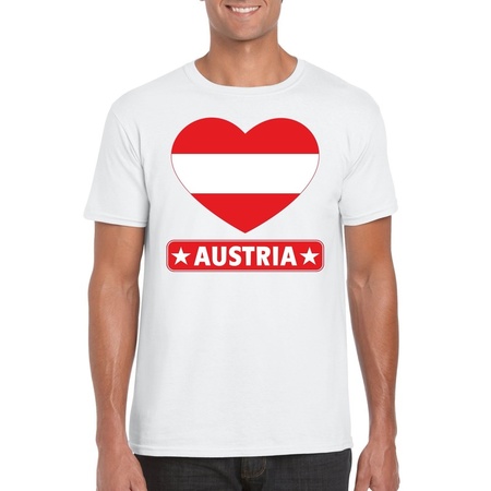 Oostenrijk hart vlag t-shirt wit heren