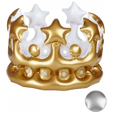 Opblaasbare kroon goud 23 cm