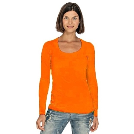 Oranje gekleurd dames shirt met lange mouwen