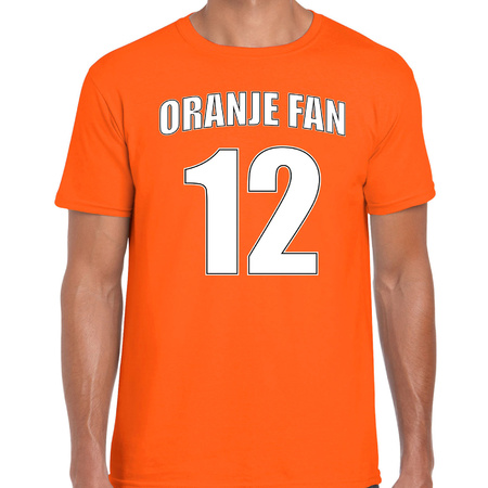 Oranje fan nummer 12 oranje t-shirt Holland / Nederland supporter EK/ WK voor heren