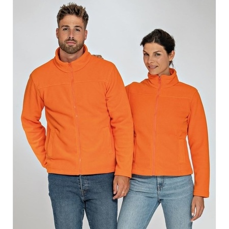 Fleece sweatshirt oranje met rits voor volwassenen