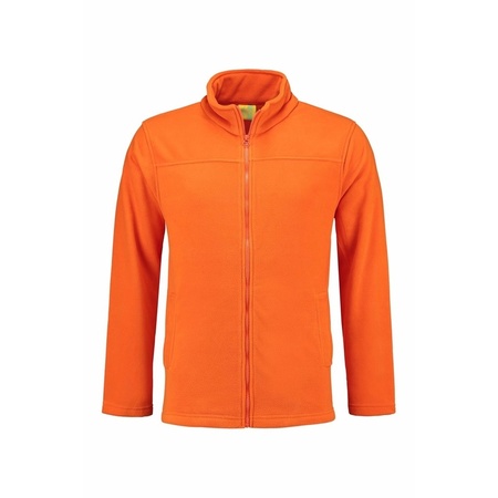 Fleece sweatshirt oranje met rits voor volwassenen