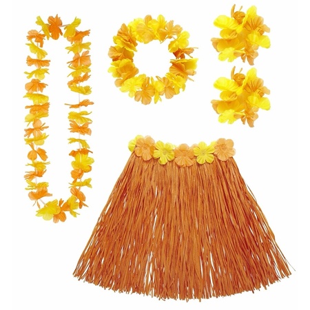 Orange Hawaiian dress up set for women