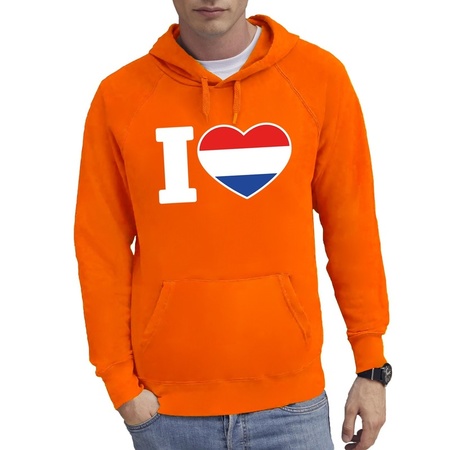 Orange I love Holland hoodie for men