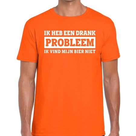 Oranje Ik heb een drankprobleem t-shirt voor heren