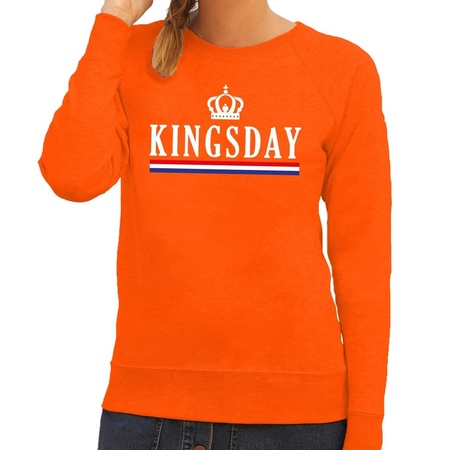Oranje Kingsday met Hollandse vlag sweater voor dames