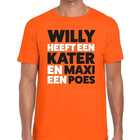 Oranje Koningsdag Maxi heeft een poes t-shirt heren