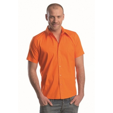 Oranje overhemd met korte mouwen