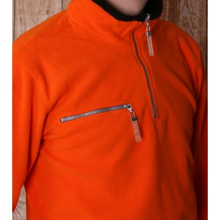 Kleding oranje met zwarte fleece trui voor volwassenen