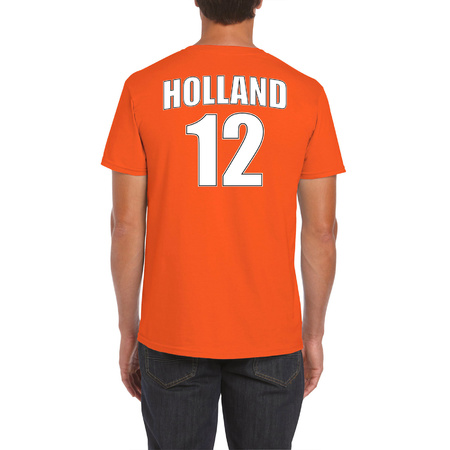 Oranje supporter t-shirt met rugnummer 12 - Holland / Nederland fan shirt voor heren