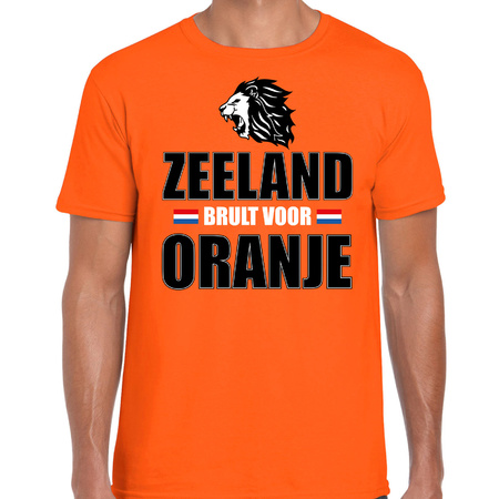 Oranje t-shirt Zeeland brult voor oranje heren - Holland / Nederland supporter shirt EK/ WK