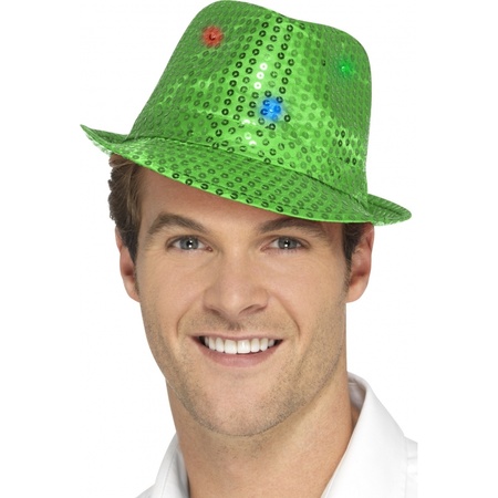 Sequins hat green with LED lights