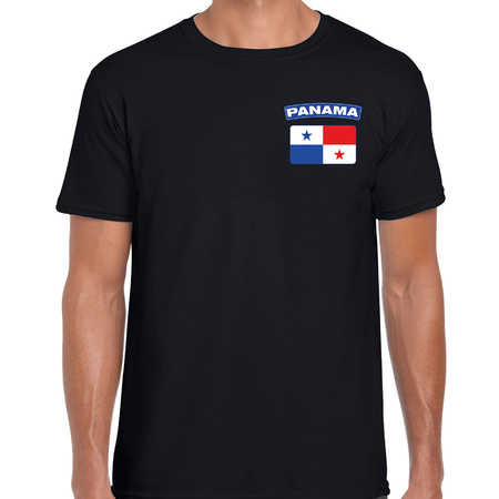Panama t-shirt met vlag zwart op borst voor heren