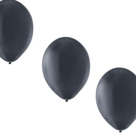 Helium tank with  50 black balloons