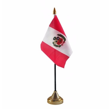 Peru tafelvlaggetje 10 x 15 cm met standaard