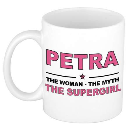 Petra The woman, The myth the supergirl bedankt cadeau mok/beker 300 ml keramiek