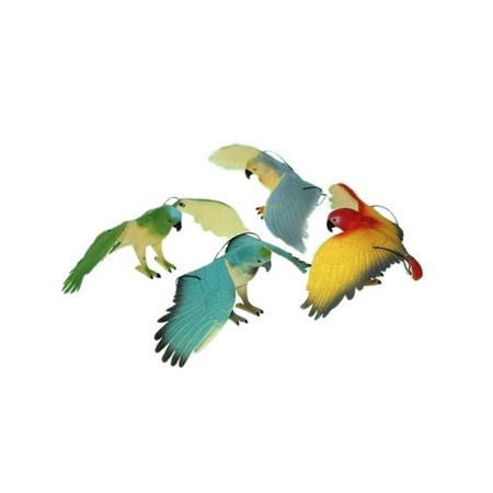 Kinderspeelgoed blauw witte papegaai met piepgeluid 33 cm