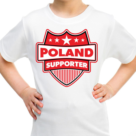 Polen / Poland schild supporter  t-shirt wit voor kinderen