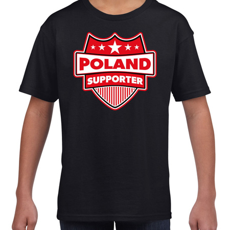 Polen /Poland schild supporter  t-shirt zwart voor kinderen