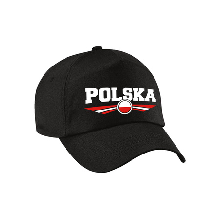 Polen / Polska landen pet / baseball cap zwart kinderen