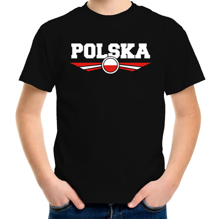 Polen / Polska landen t-shirt zwart kids