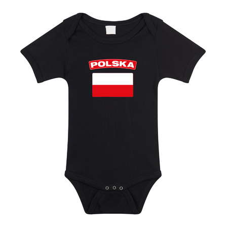 Polska romper met vlag Polen zwart voor babys
