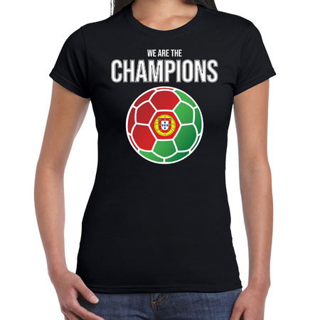 Portugal supporter t-shirt we are the champions black for women