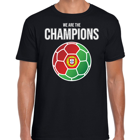 Portugal EK/ WK supporter t-shirt we are the champions met Portugese voetbal zwart heren