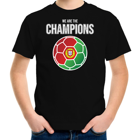 Portugal supporter t-shirt we are the champions black for children