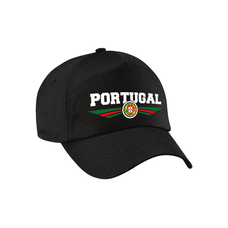 Portugal landen pet zwart / baseball cap kinderen