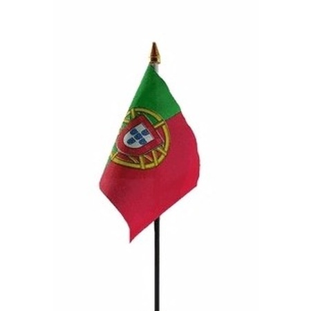 4x stuks portugal tafelvlaggetjes 10 x 15 cm met standaard