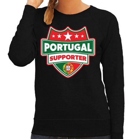 Portugal schild supporter sweater zwart voor dames