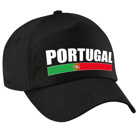 Portugal supporter pet  / cap Portugal zwart kinderen