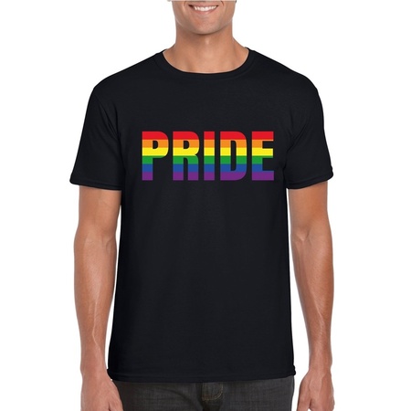 Pride rainbow text shirt black men