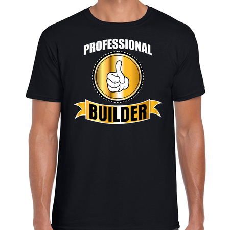 Professional builder / professionele bouwvakker t-shirt zwart heren - Bouwvakker cadeau shirt